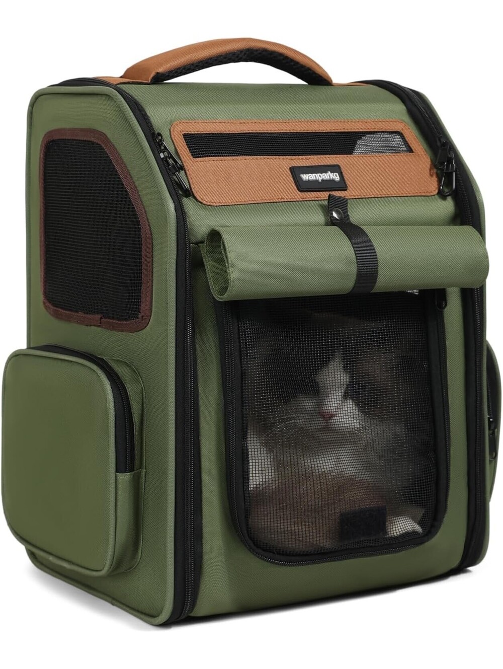 Cat Backpack Carrier Breathable Mesh Travel Bag Small Dog Pet Green 16.5"